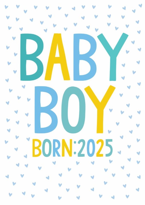 Pretty New Baby Card - Baby Boy - Est. 2025 created by The Boy and the Bear