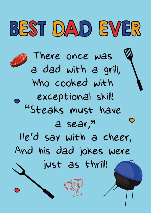 Heartfelt Father's Day Card - BBQ Poem created by Quinton cards