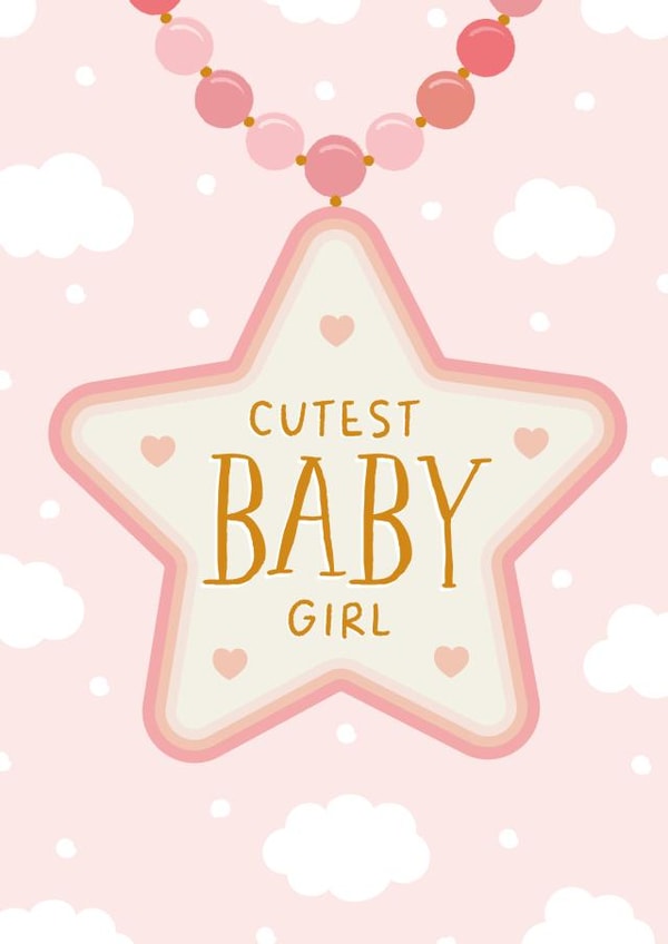 Cute Pink Congratulations Card - For the Cutest Baby Girl created by The Pattern Press