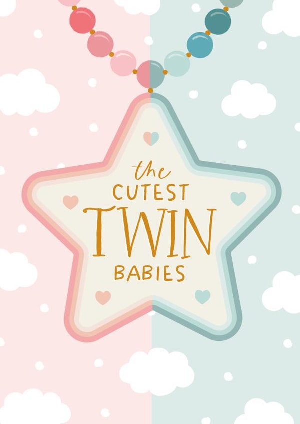 Cute New Baby Card - for the Cutest Twin Babies - Boy and Girl created by The Pattern Press