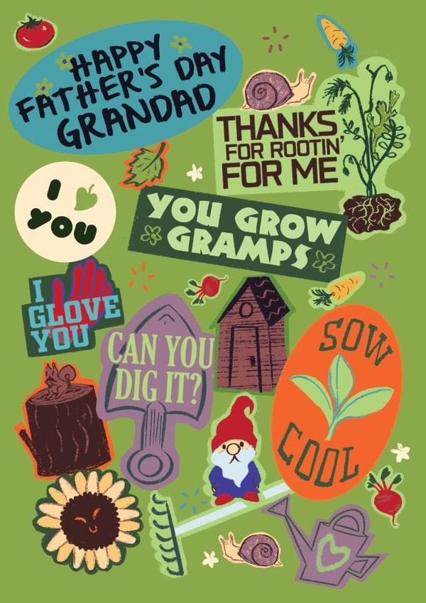 Cute Father's Day Gardening card - Grandad - all garden puns for Grandad created by Quitting Hollywood