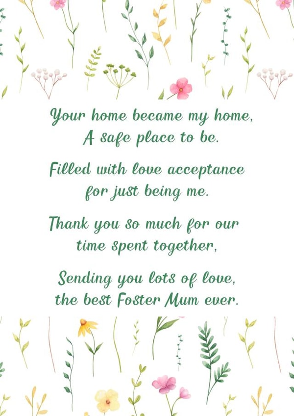 Heartfelt thank you card for a special Foster Mum created by Becky Grainger