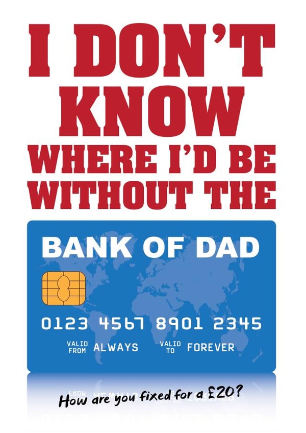 Bank Of Dad Father's Day Card created by Liverpool Card Studio