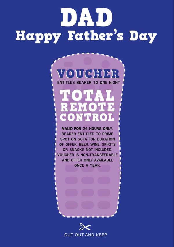Funny Father's Day Card - Voucher - TV Remote created by LOVEDAY DESIGNS on Thortful
