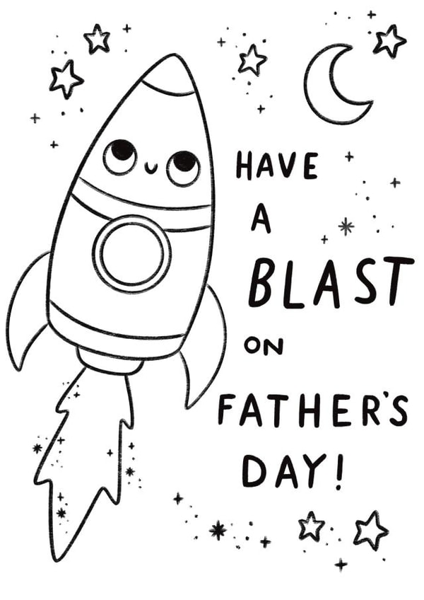 Colouring in Father’s Day Card - From Kids - Space - Have A Blast - DIY created by Sophie Kent Illustration