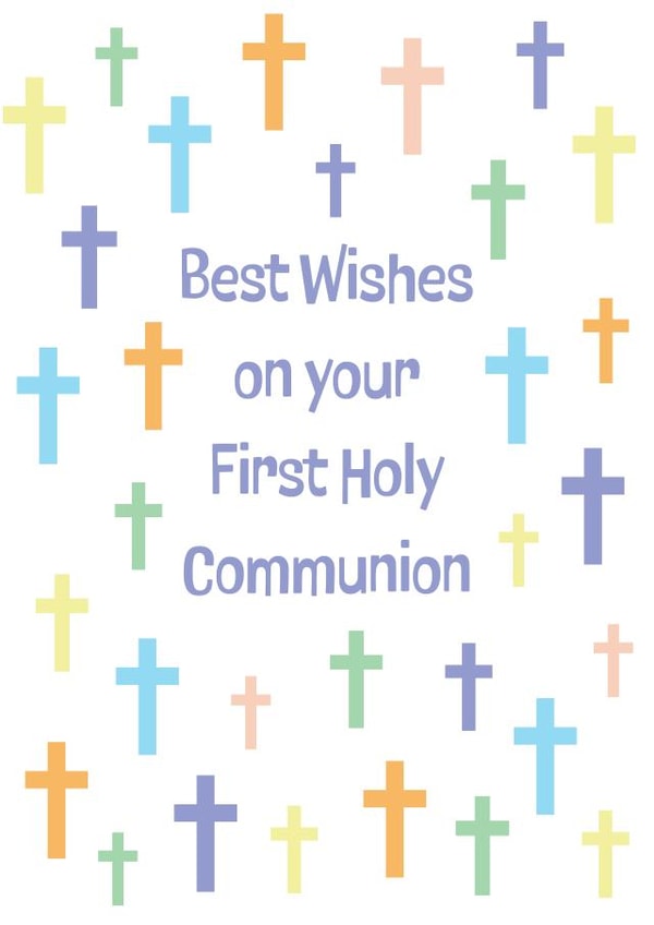 Classic Communion Card - Colourful Crosses - First Holy Communion created by size3art