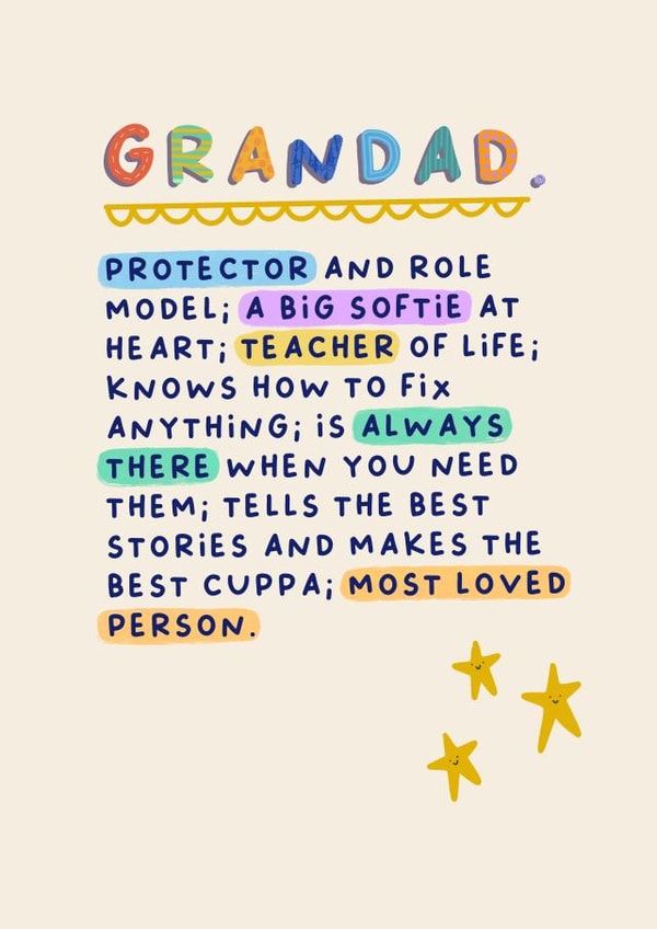 Heartfelt Fathers Day Card - For Grandad - Protector And Role Model created by Sarah Harding