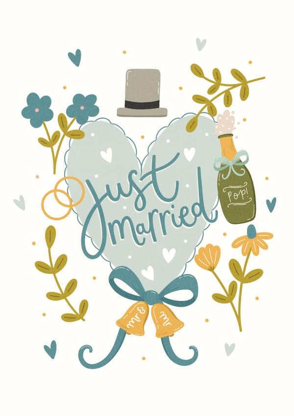 Pretty Congratulations Wedding Card - Just Married - Mr & Mr created by Abbie Imagine