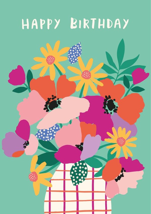 Pretty Happy Birthday Card - for Her - Colourful Flowers created by Nina Raby - Jones