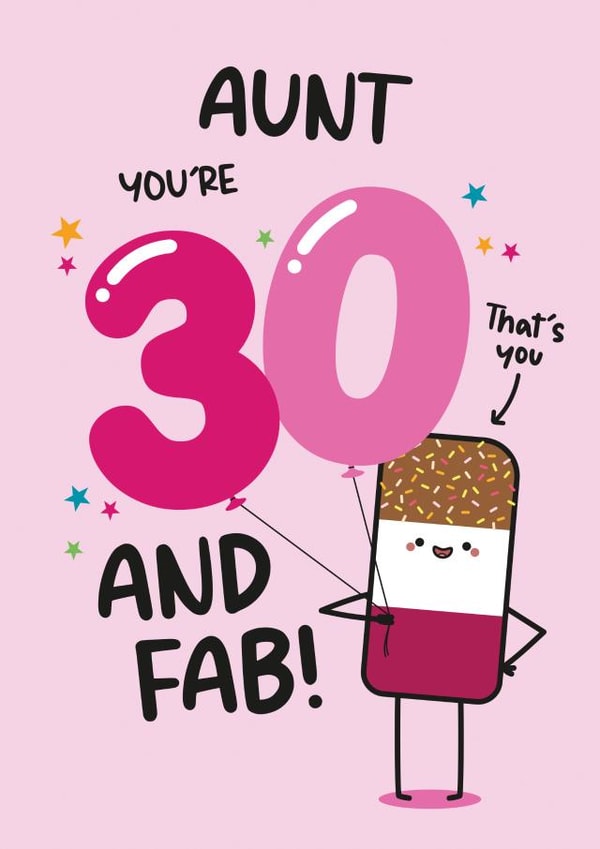 Cute Birthday Card - Aunt - 30th created by Twisted Haggis
