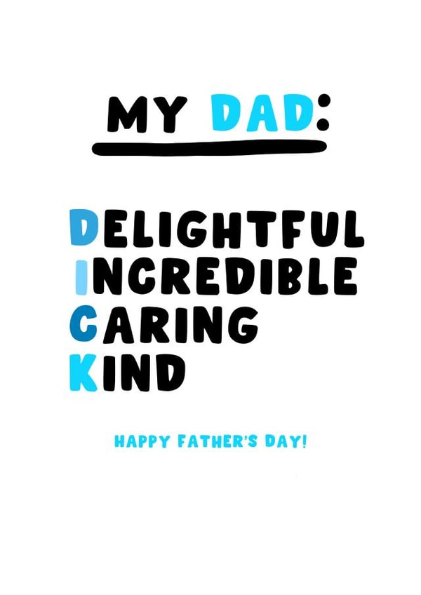 Cheeky Father's Day Card - For Dad - Dick created by Pink Peach Cards