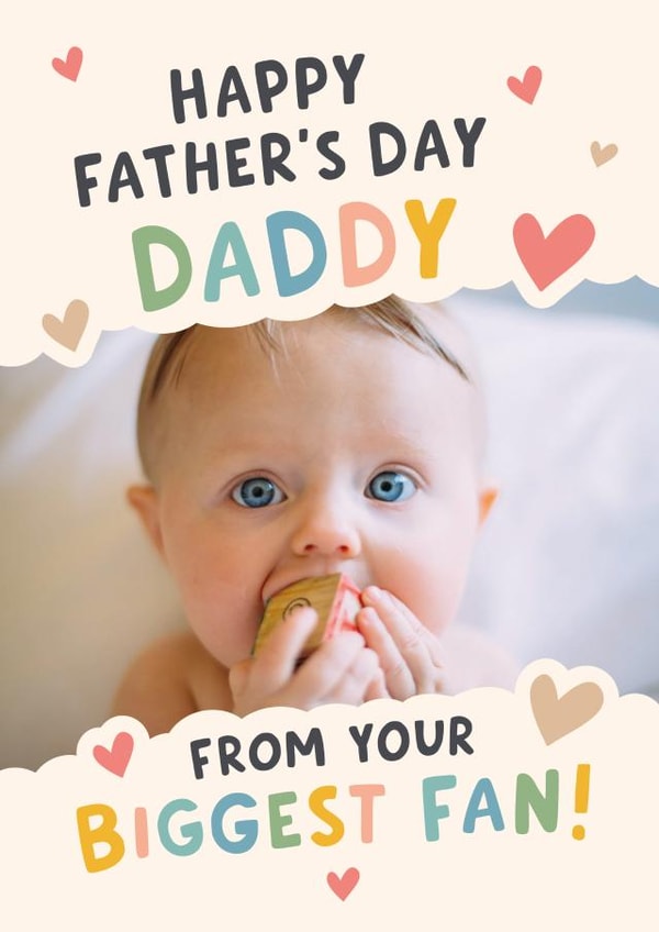 Cute Fathers Day Photo Card - From The Kids - Biggest Fan created by Macie Dot Doodles