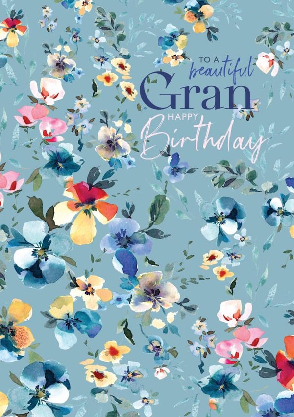 Classic Birthday Card for Gran - Painted Flowers - Pansies created by Rebecca Prinn