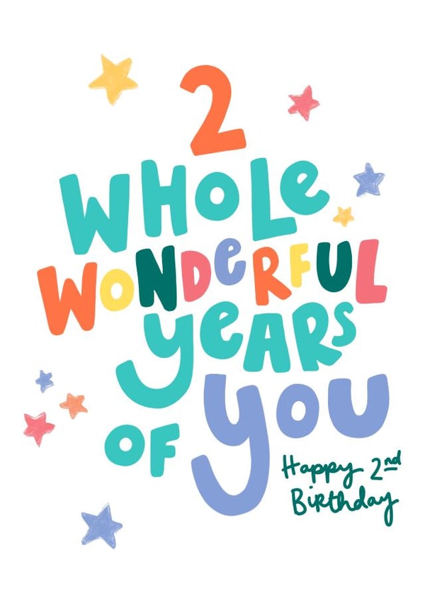 Cute Birthday Card - 2 Wonderful Years of You - 2nd Birthday created by Oops a doodle
