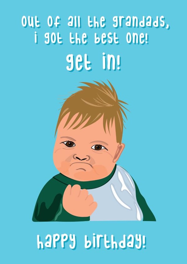 Funny Birthday Card - For Grandad - Meme Baby created by @Laura Lonsdale Designs