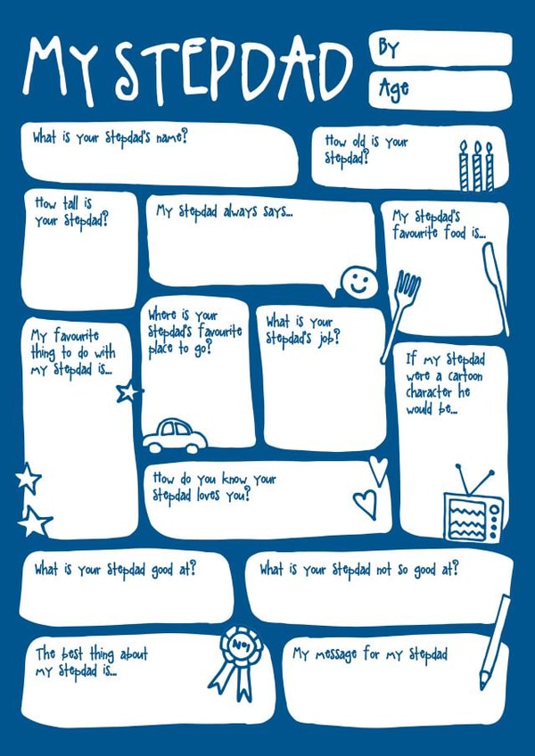 Cute Fathers Day Card - For Step Dad - Keepsake Fill In The Blanks created by Bow & Bell