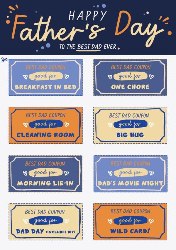 Fun Father's Day Card - Best Dad Ever Coupons created by Foggish