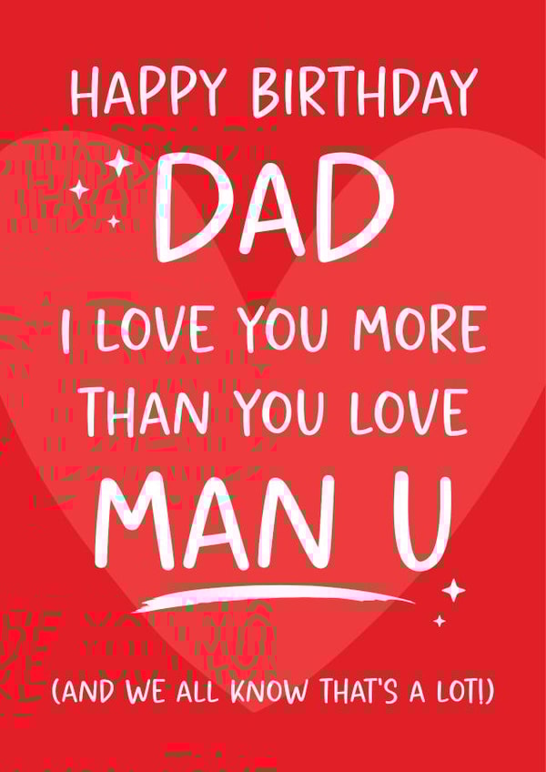 Funny Birthday Card - For Dad - Manchester United created by Tiger Feet Creations