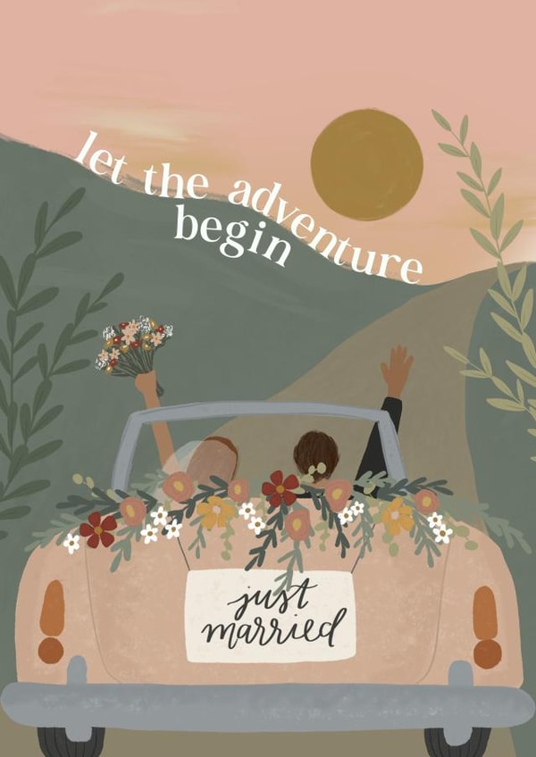 Pretty Wedding Card - Congrats Just Married - Let the Adventure Begin! created by Ellice Owens Designs