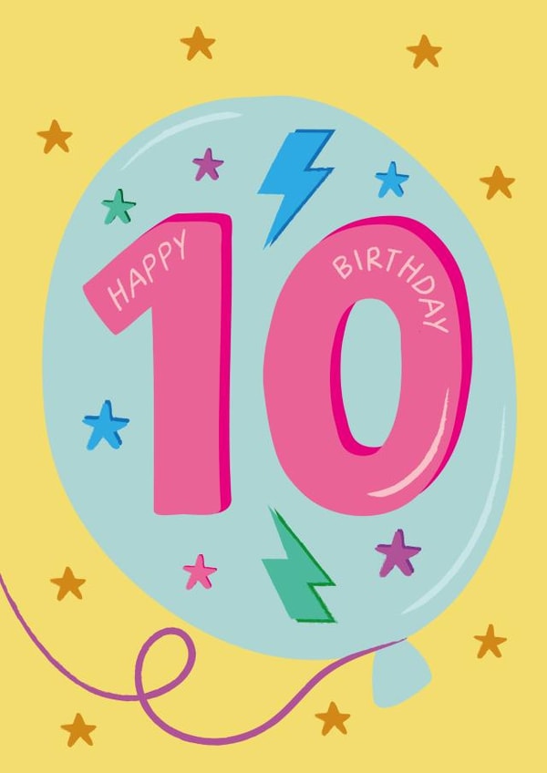 Fun Birthday Card - 10 Today - Bright and Colourful created by The Pattern Press