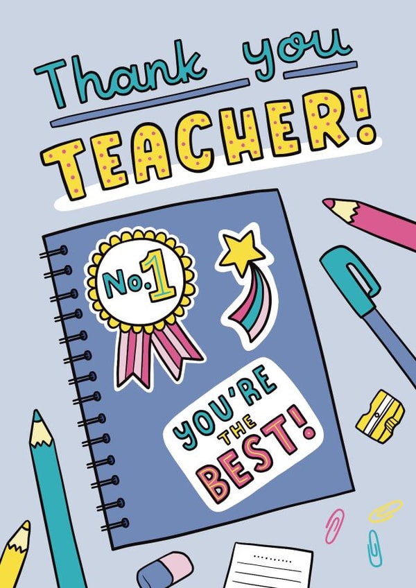 Thank You Teacher You're The Best! Cute card for the end of term! created by Josie Gledhill