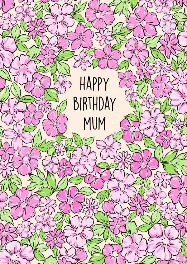Pretty Birthday Card - For Mum - Beautiful Floral Print created by Poppy & Mabel 