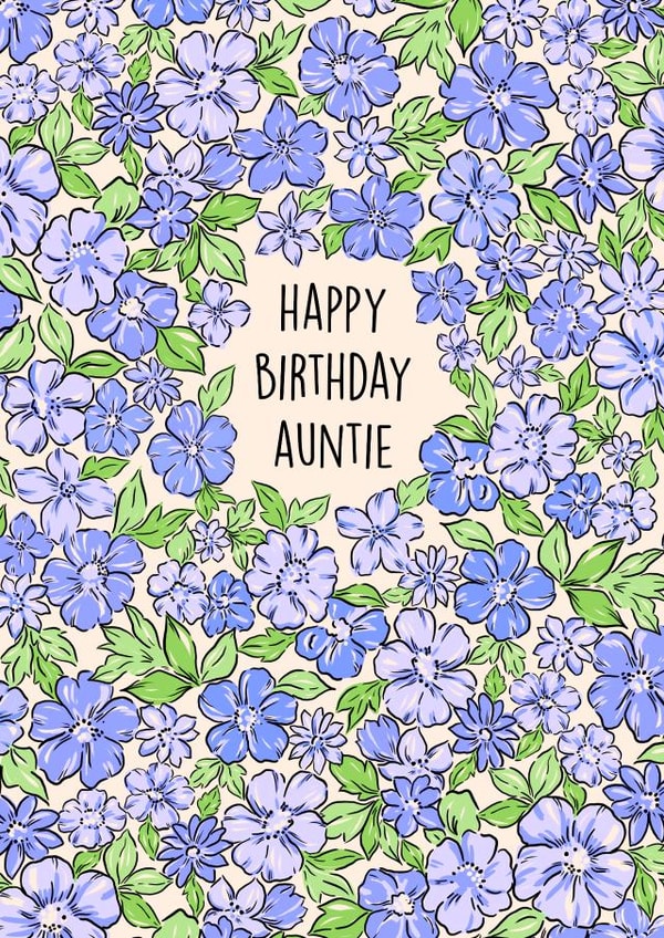 Pretty Birthday Card - For Auntie - Beautiful Floral Print created by Poppy & Mabel