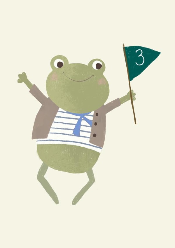 Cute Birthday Card - 3rd Birthday - Frog created by Vicky Carpenter
