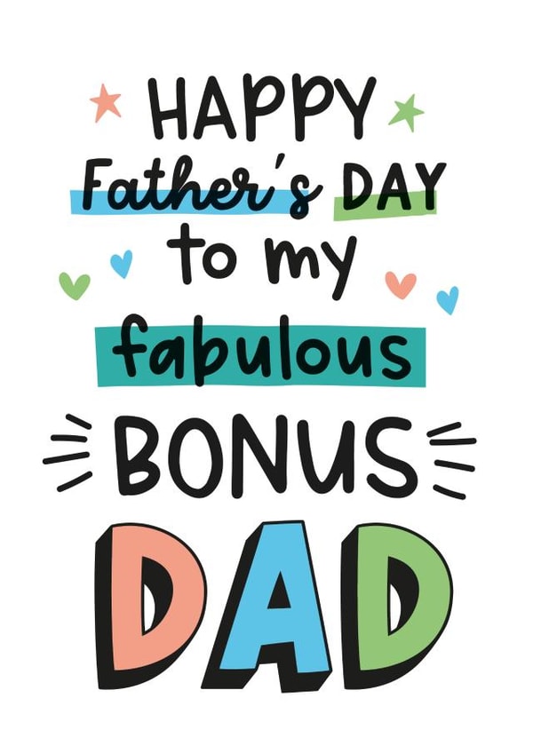 Fun Fathers Day Card - Fabulous Bonus Dad created by Percy & Pearl