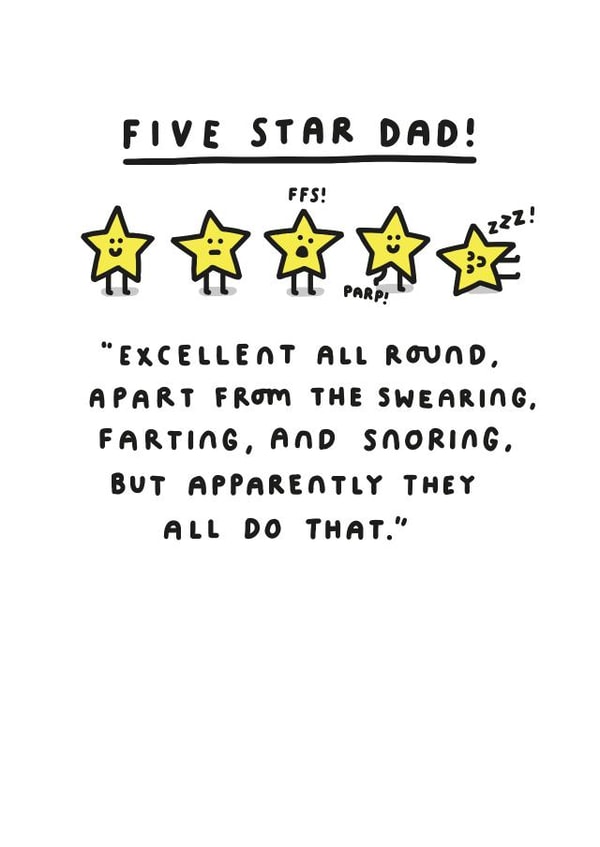 Funny Fathers Day Card - Five Star Dad! created by mungo and shoddy