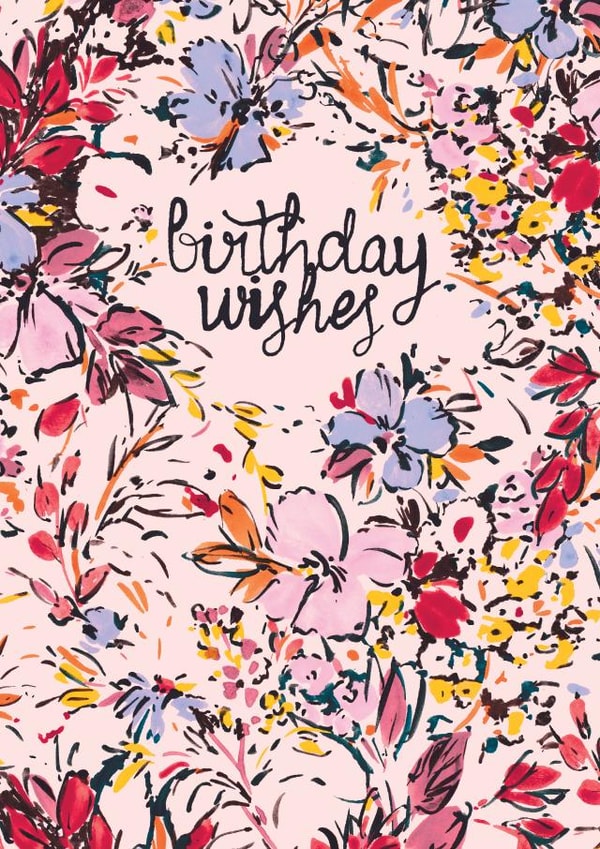 Pretty Birthday Card - For Her - Sketchy Painterly Flowers created by Rebecca Prinn