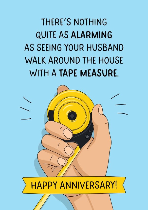 Funny tape measure Anniversary card for a DIY husband! created by Evie Garnett Designs