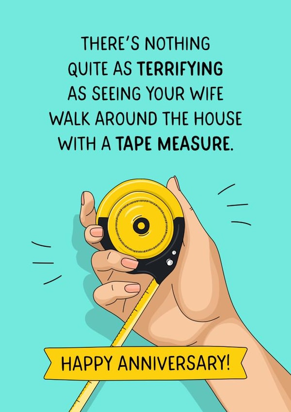 Funny Tape Measure Anniversary Card for a DIY Wife! created by Evie Garnett Designs