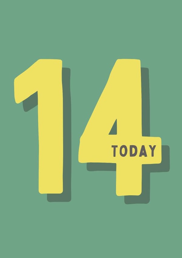 Bold Classic Birthday Card - 14 Today created by Pickles & Pudding