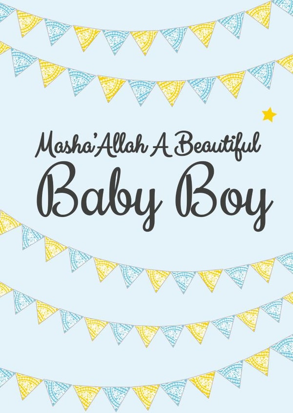 Masha' Allah Flag Bunting Baby Boy Bunting Blue created by Eastern Print Studio