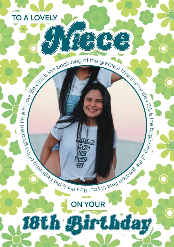 Cute Birthday Photo Card - For Niece - 18th Birthday created by Choo Choo 