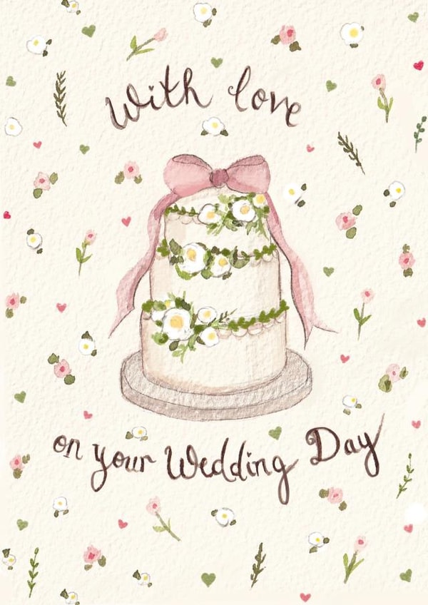 Pretty Wedding Card - With Love - Wedding Cake created by Love Lucy Illustration