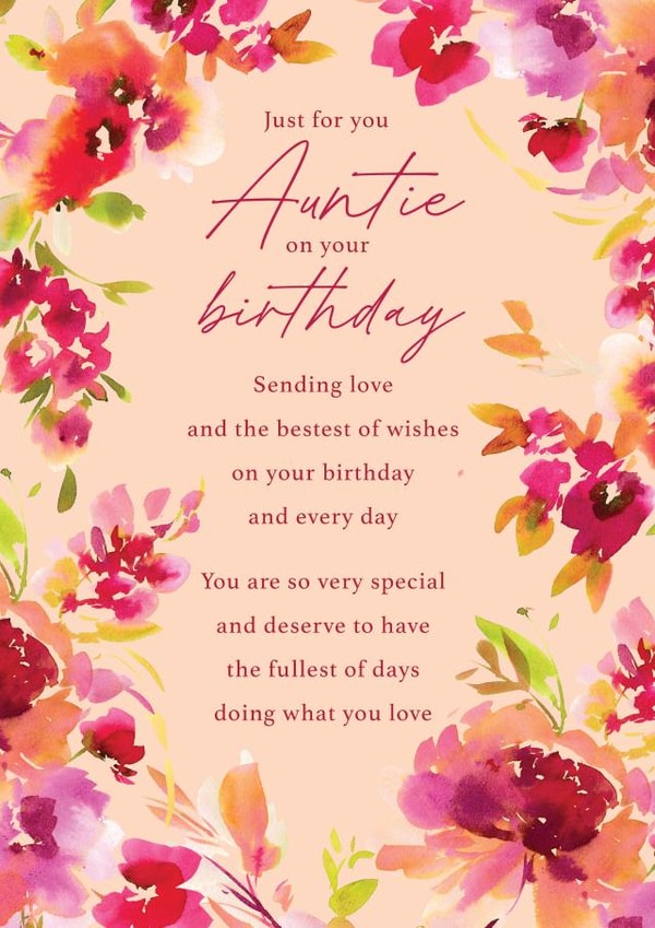Classic Birthday Card - For Auntie - Painterly Floral Frame created by Rebecca Prinn