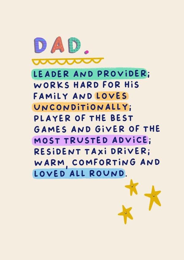 Heartfelt Fathers Day Card - For Dad - Resident Taxi Driver created by Sarah Harding