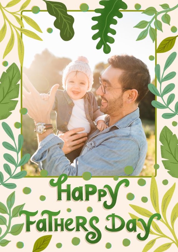 Pretty Fathers Day Photo Card - Botanical Plant Pattern created by @tikkled.pink