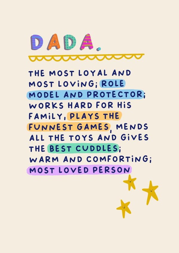 Heartfelt Fathers Day Card - For Daddy - Most Loved Person created by Sarah Harding