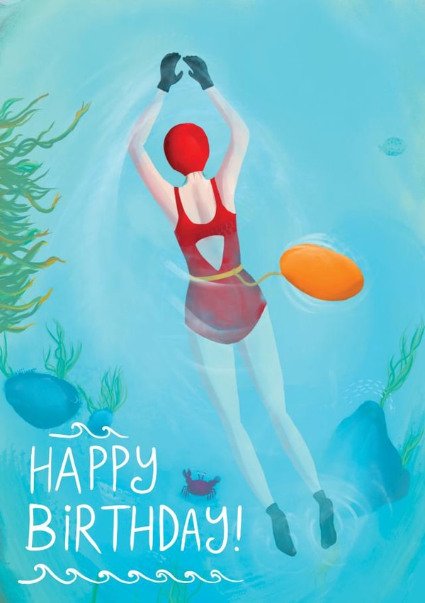 Fun Birthday Card - Wild Swimmer - Swimming in Sea Lake or River created by Crafty Coast