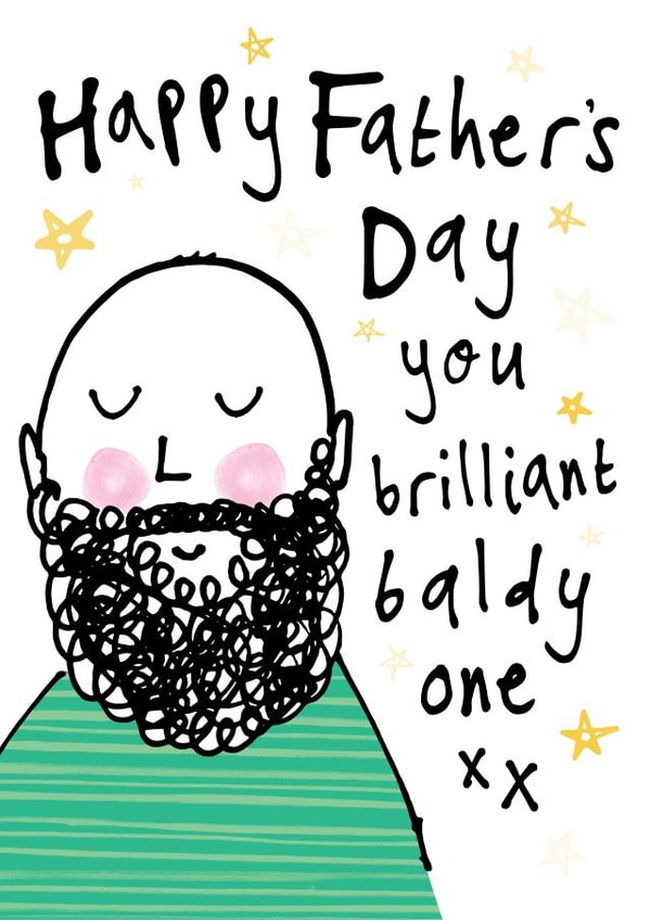 Cute Funny Father's Day Card - Bald Beard Man - For Dad Grandad created by Bow & Bell
