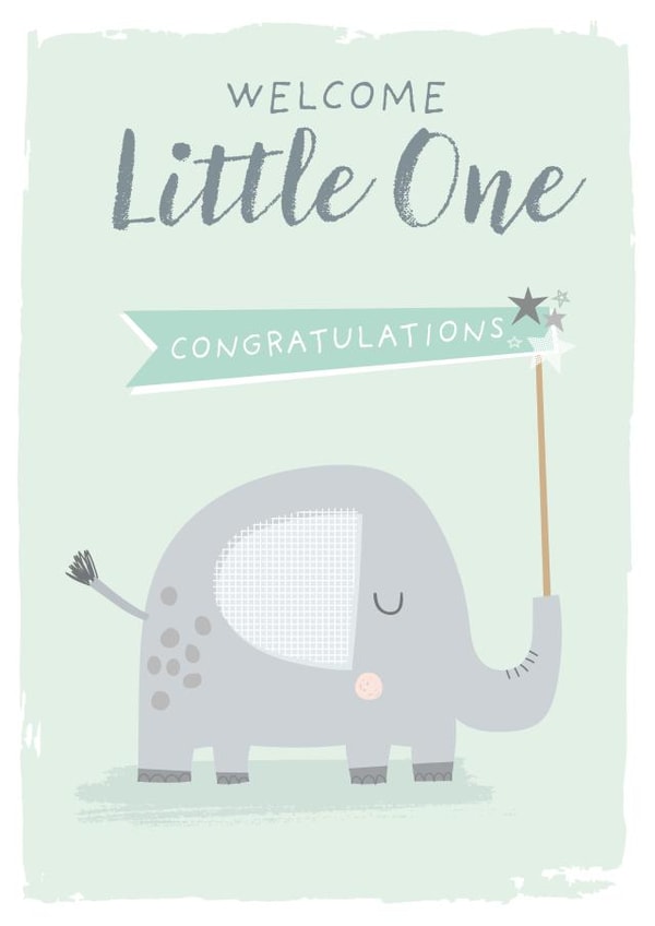 Cute New Born Baby Card - Congrats - Little One - Son - Daughter - Elephant created by Cesca Hoyle