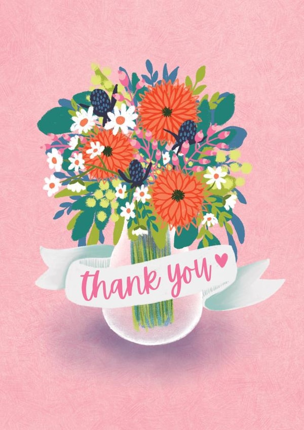 Pretty Thank You Card - For Her - Flowers created by Isabelle Wood Art