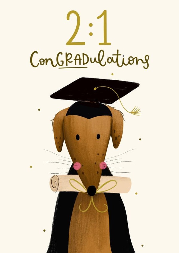 2:1 Graduation Card - Cute Dog Congratulations Card - Congradulations created by Abbie Imagine