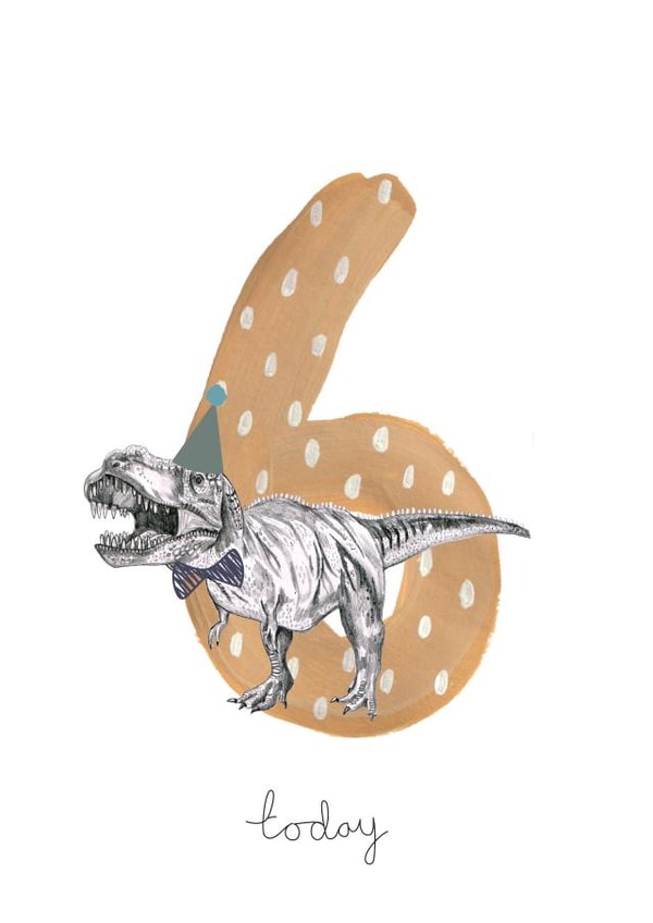 Cute Birthday Card - 6th - Dinosaur - T-Rex created by Halle-lula P