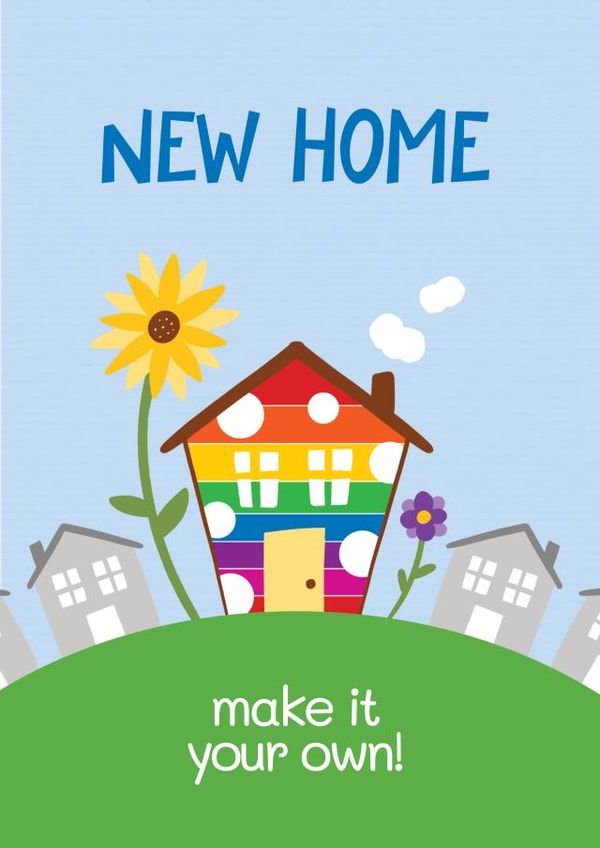 Cute New Home Card - Rainbow House | thortful