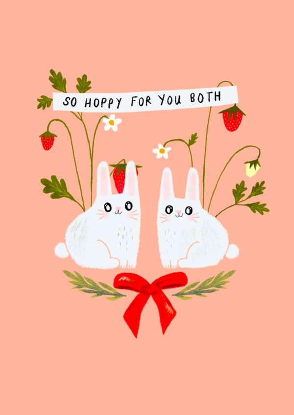 Cute Wedding/Engagement Card - So Hoppy For You Both - Bunnies created by Rachael Powick