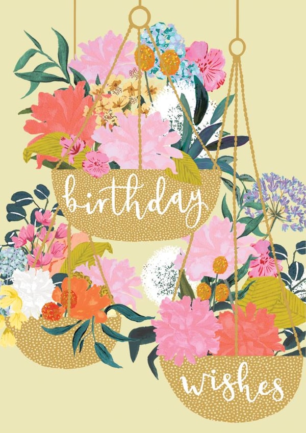 Pretty Floral Birthday Card - For Her - Hanging Baskets created by Louise Tiler